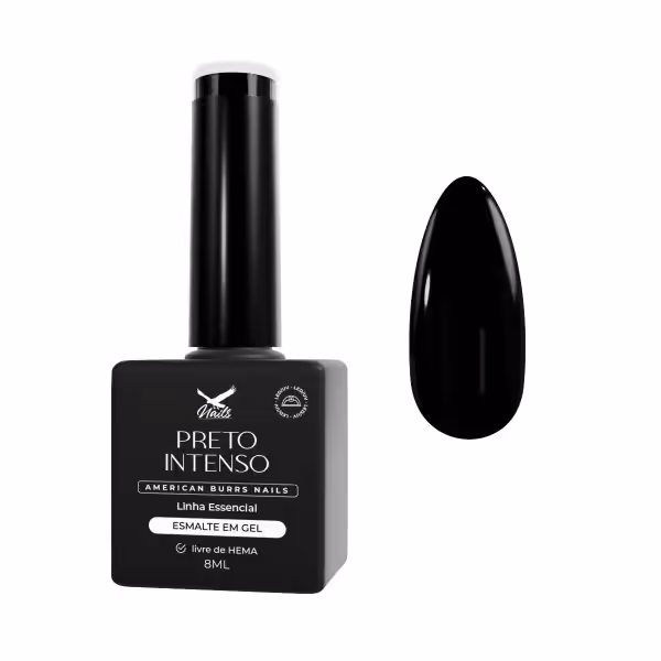 Esmalte em Gel Preto Intenso - Linha Essencial 8ml