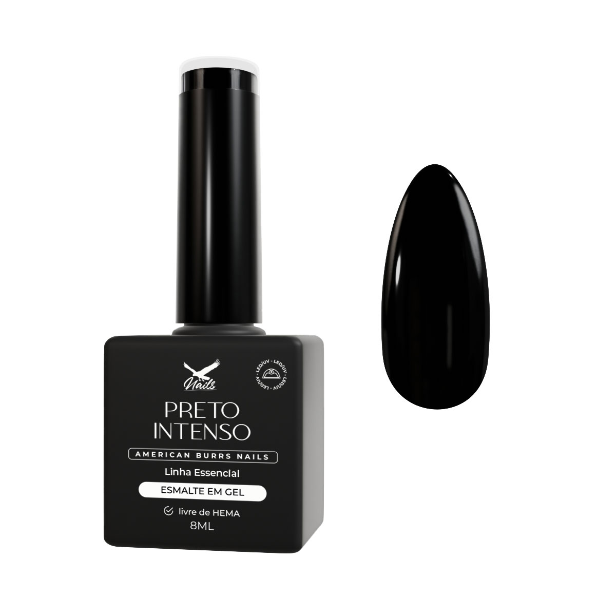 15320113315-f01-preto-intenso.jpg Esmalte em Gel Preto Intenso - Linha Essencial 8ml - Imagem 1