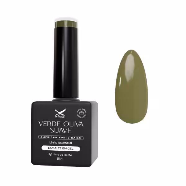 Esmalte em Gel Verde Oliva Suave - Linha Essencial 8ml
