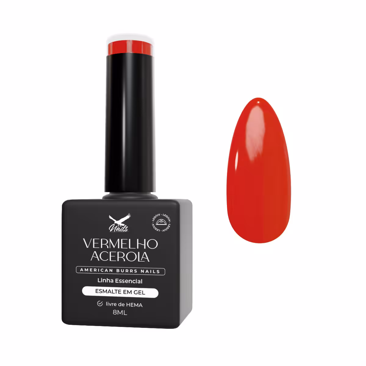 15322155774-f139-vermelho-acerola.jpg Esmalte em Gel Vermelho Acerola - Linha Essencial 8ml - Imagem 1