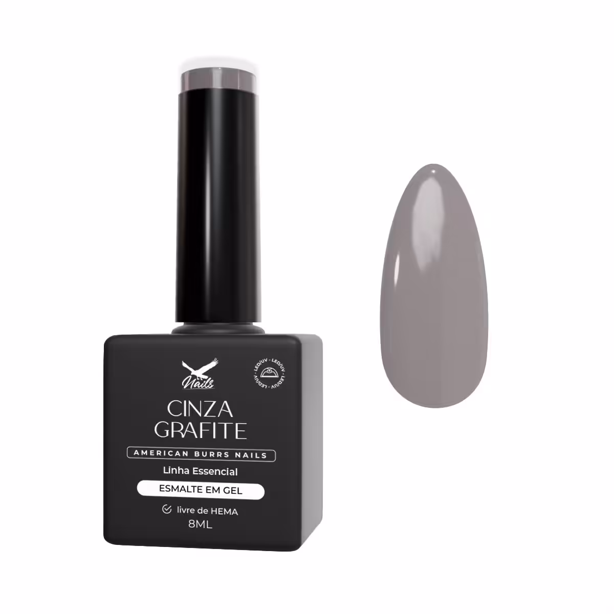 15323054590-f1188-cinza-grafite.jpg Esmalte em Gel Cinza Grafite - Linha Essencial 8ml - Imagem 1