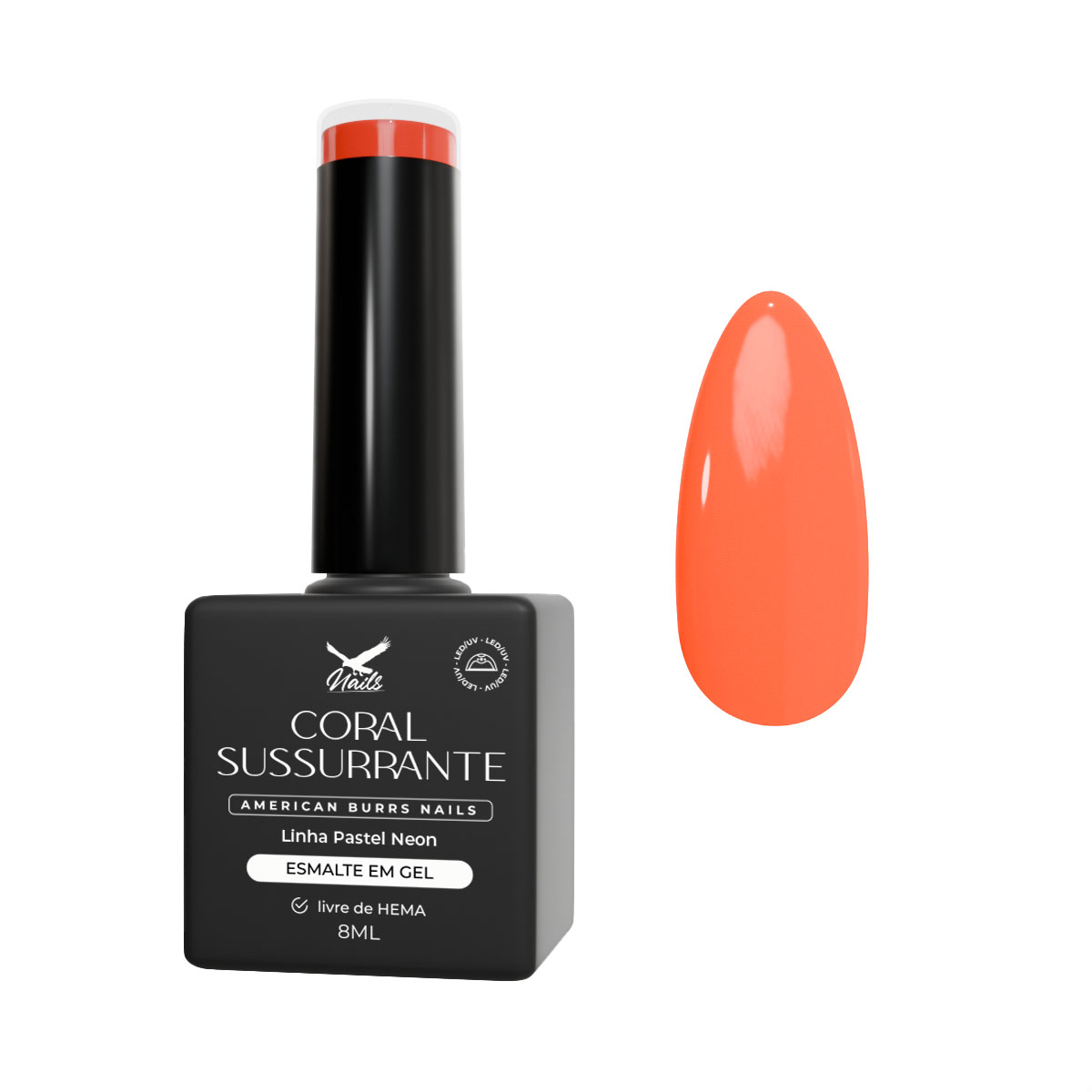 15331691289-pan154-coral-susurrante.jpg Esmalte em Gel Coral Sussurrante - Linha Pastel Neon 8ml - Imagem 1