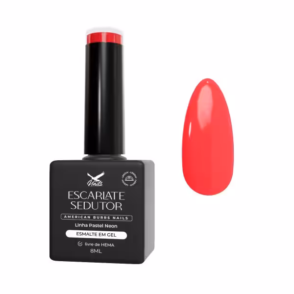 Esmalte em Gel Escarlate Sedutor - Linha Pastel Neon 8ml