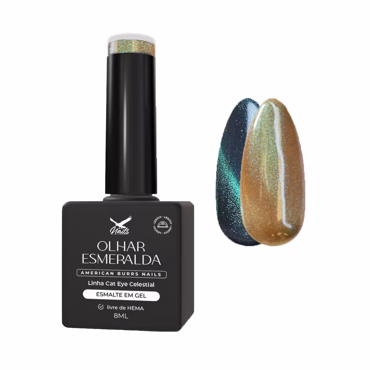 15345735663-cera07-olhar-esmeralda.jpg Esmalte em Gel Olhar Esmeralda - Linha Cat Eye Celestial 8ml - Imagem 1