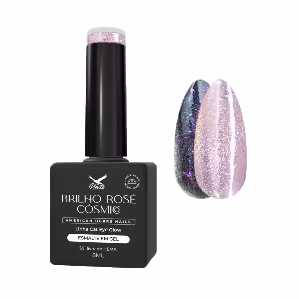 Esmalte em Gel Brilho Rosé Cósmico - Linha Cat Eye Glow 8ml