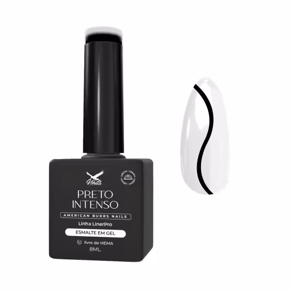 Esmalte em Gel Preto Intenso – Linha LinerPro 8ml
