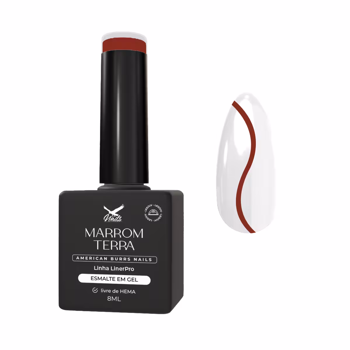 15372342104-agl07-marrom-terra.jpg Esmalte em Gel Marrom Terra – Linha LinerPro 8ml - Imagem 1