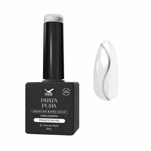 Esmalte em Gel Prata Pura – Linha LinerPro 8ml