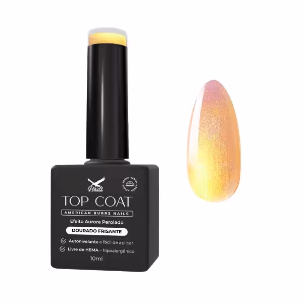 Top Coat Dourado Frisante 10 ml