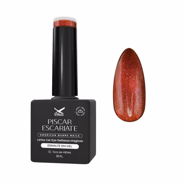 Esmalte em Gel Piscar Escarlate – Linha Cat Eye Reflexos Mágicos 8ml