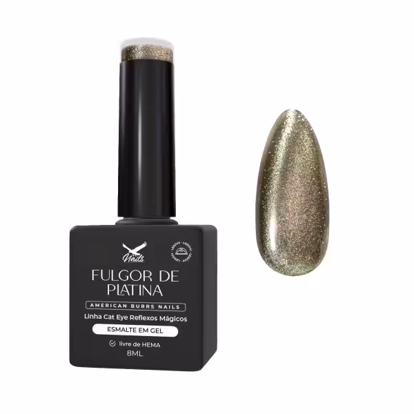 Esmalte em Gel Fulgor de Platina – Linha Cat Eye Reflexos Mágicos 8ml