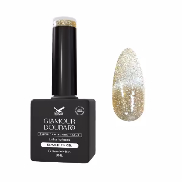 Esmalte em Gel Glamour Dourado – Linha Reflexos Cat Eye 8ml