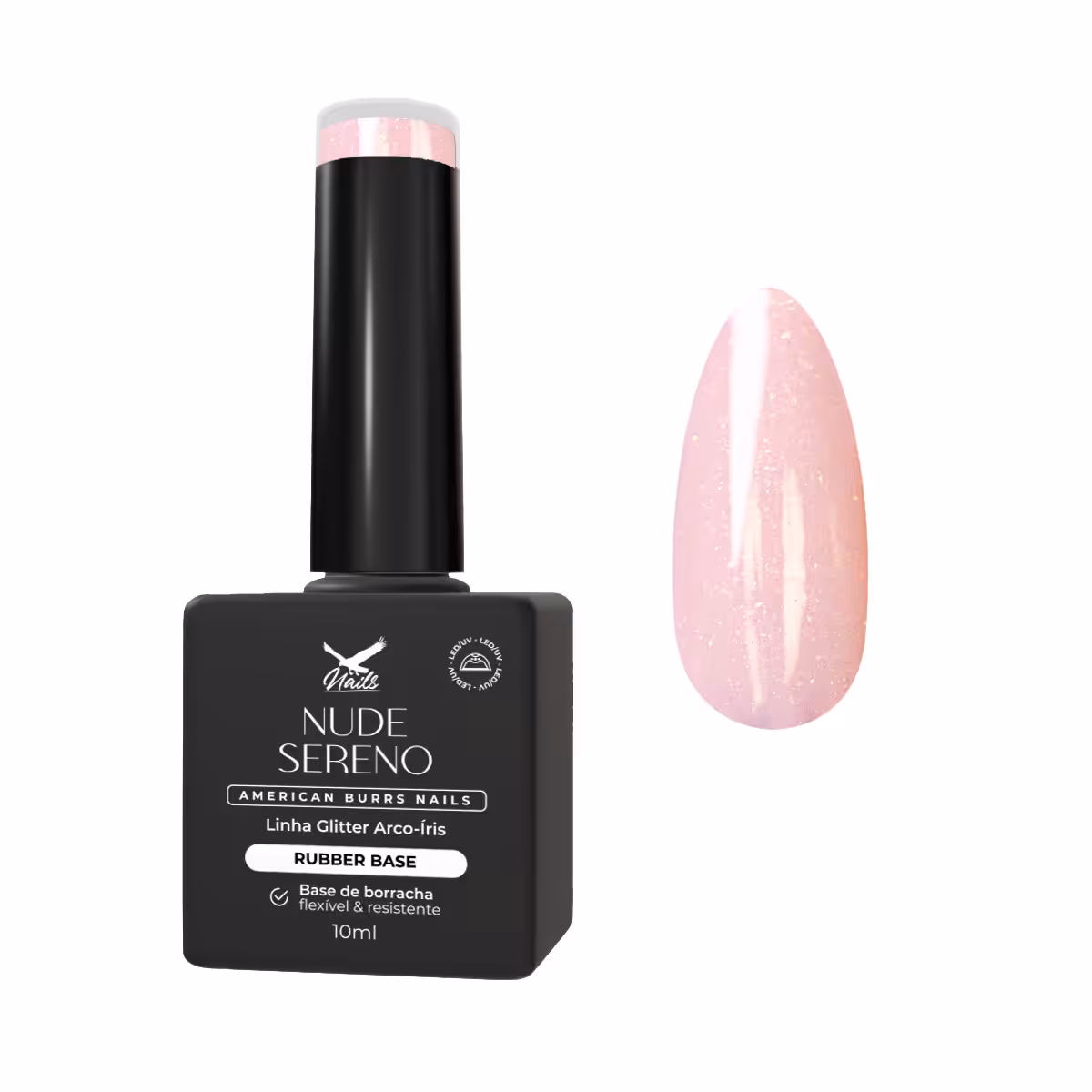 15376999096-nude-sereno-rubber-base-produto-mockup.png Rubber Base Nude Sereno Linha Glitter Arco-Íris 10 ml - Imagem 1