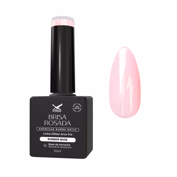 Rubber Base Brisa Rosada Linha Glitter Arco-Íris 10 ml