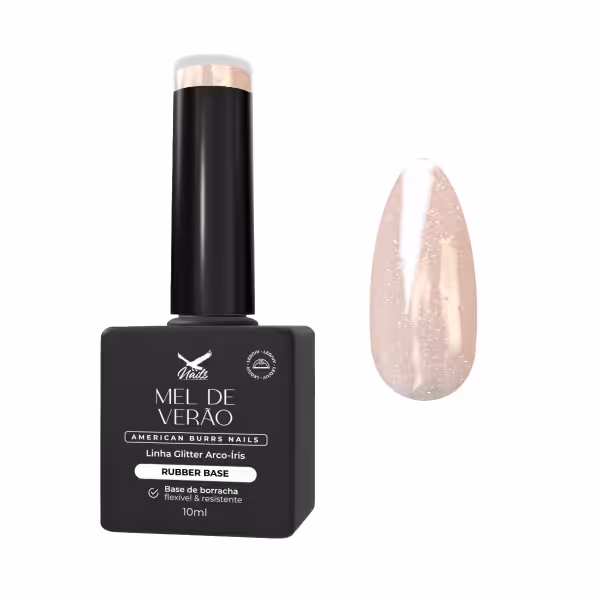 Rubber Base Mel de Verão Linha Glitter Arco-Íris 10 ml
