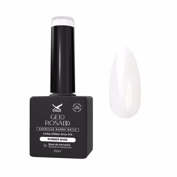 Rubber Base Gelo Rosado Linha Glitter Arco-Íris 10 ml